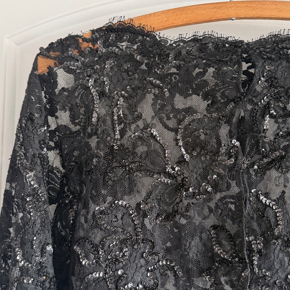 Vintage Fitted Lace + Sequined Top